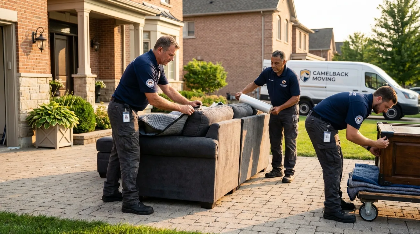 Large estate moving crew wrapping furniture in Alpine, UT